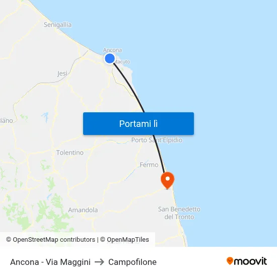 Ancona - Via Maggini to Campofilone map