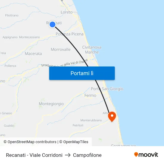 Recanati - Viale Corridoni to Campofilone map