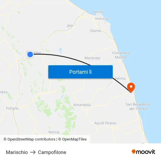 Marischio to Campofilone map