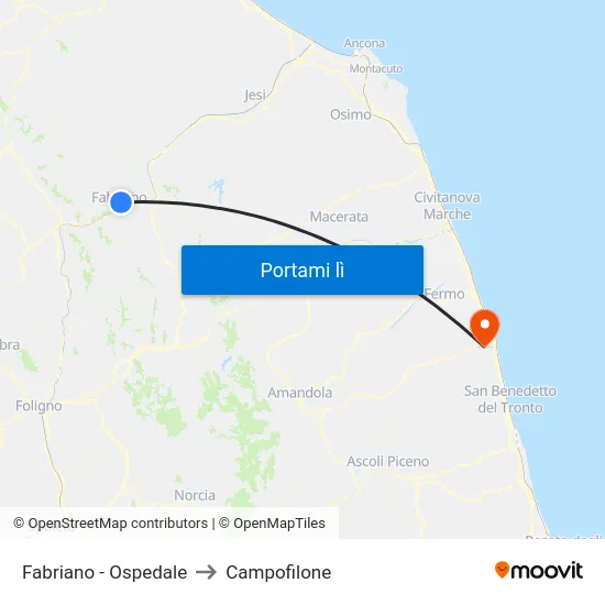 Fabriano - Ospedale to Campofilone map