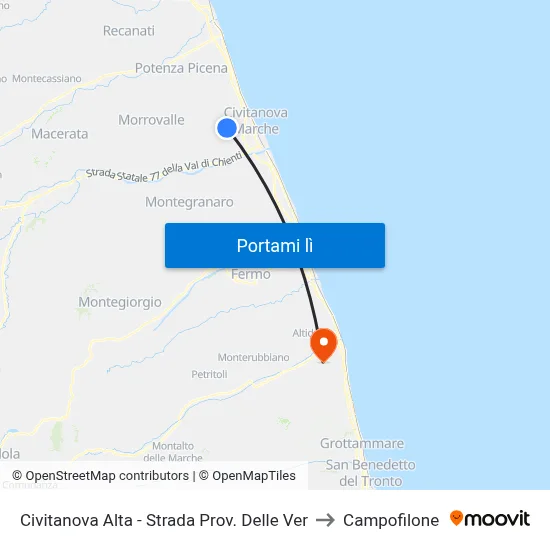 Civitanova Alta - Strada Prov. Delle Ver to Campofilone map