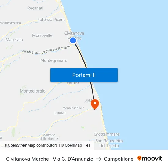 Civitanova Marche - Via G. D'Annunzio to Campofilone map
