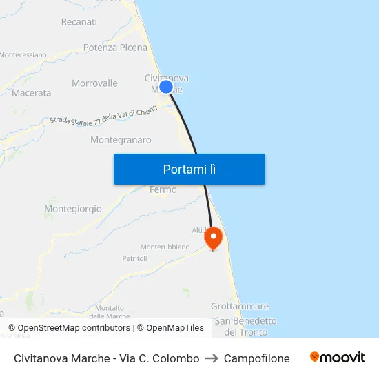 Civitanova Marche - Via C. Colombo to Campofilone map