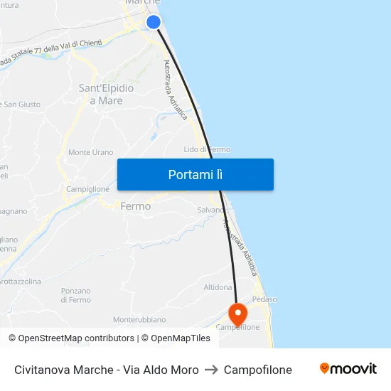 Civitanova Marche - Via Aldo Moro to Campofilone map