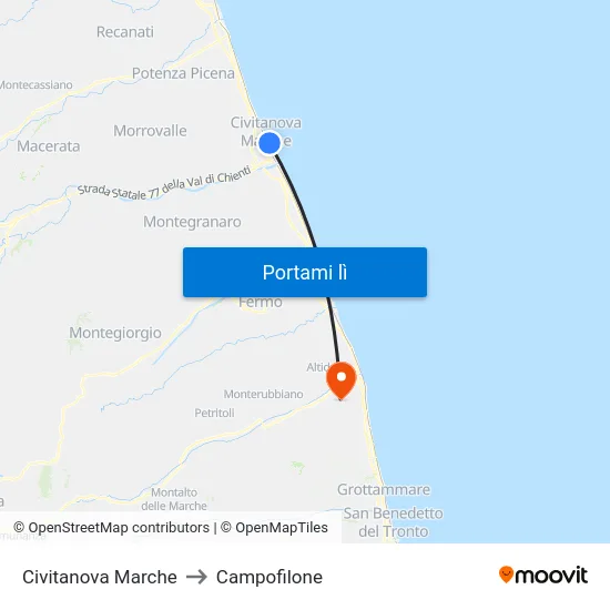 Civitanova  Marche to Campofilone map