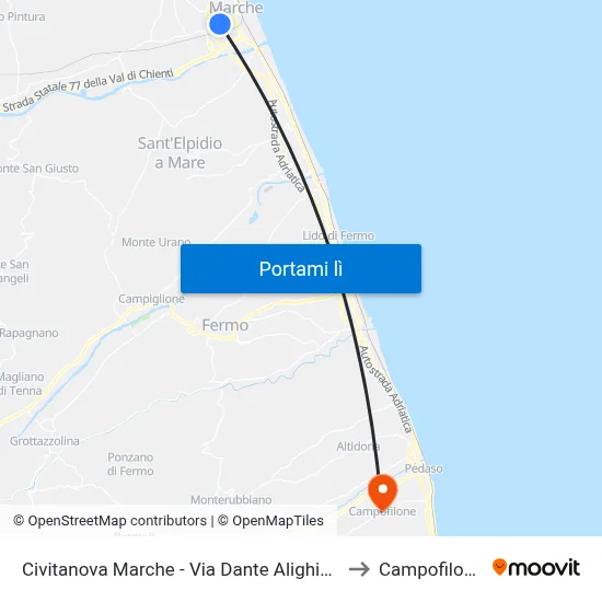 Civitanova Marche - Via Dante Alighieri to Campofilone map