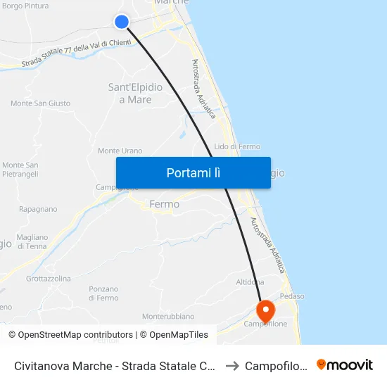 Civitanova Marche - Strada Statale Corri to Campofilone map