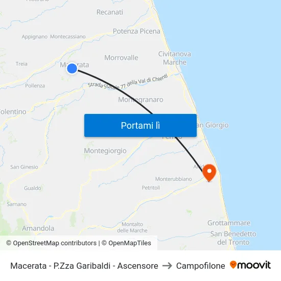 Macerata - P.Zza Garibaldi - Ascensore to Campofilone map