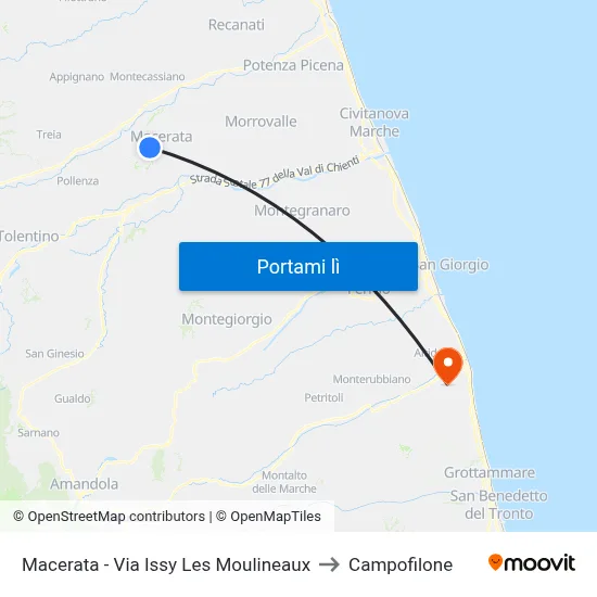 Macerata - Via Issy Les Moulineaux to Campofilone map