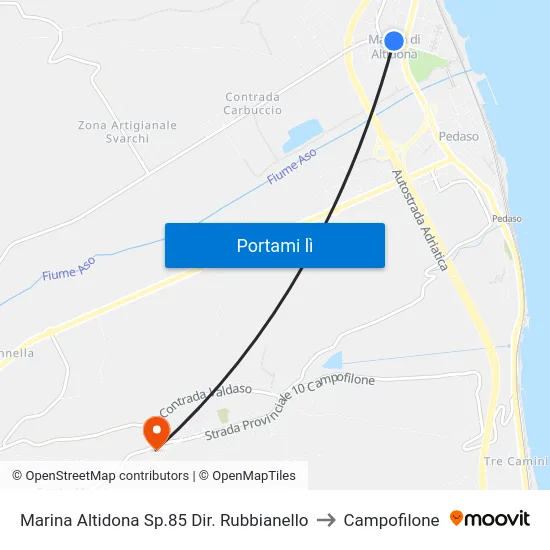 Marina Altidona Sp.85 Dir. Rubbianello to Campofilone map