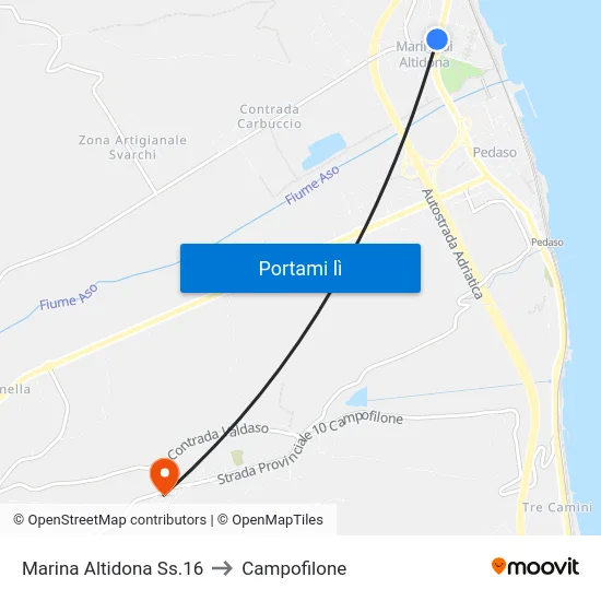 Marina Altidona Ss.16 to Campofilone map
