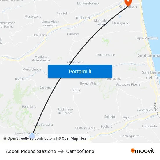 Ascoli Piceno Stazione to Campofilone map