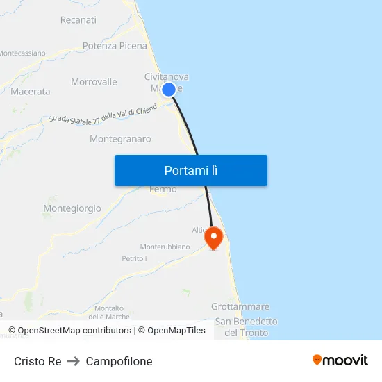 Cristo Re to Campofilone map