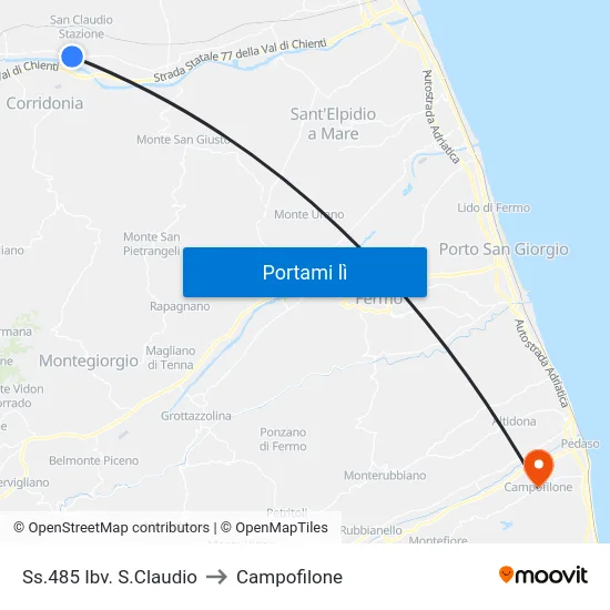 Ss.485 Ibv. S.Claudio to Campofilone map
