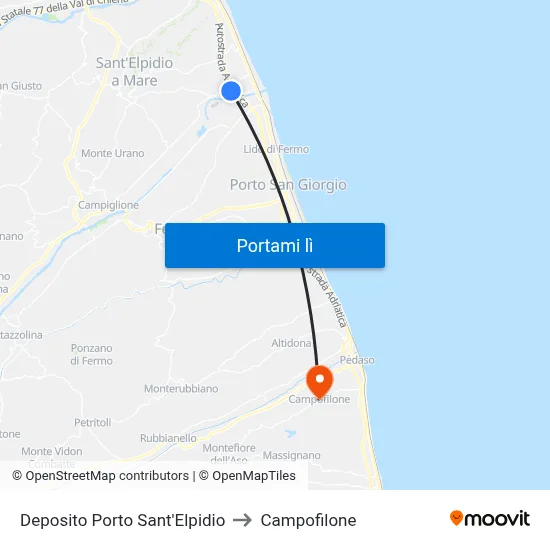 Deposito Porto Sant'Elpidio to Campofilone map