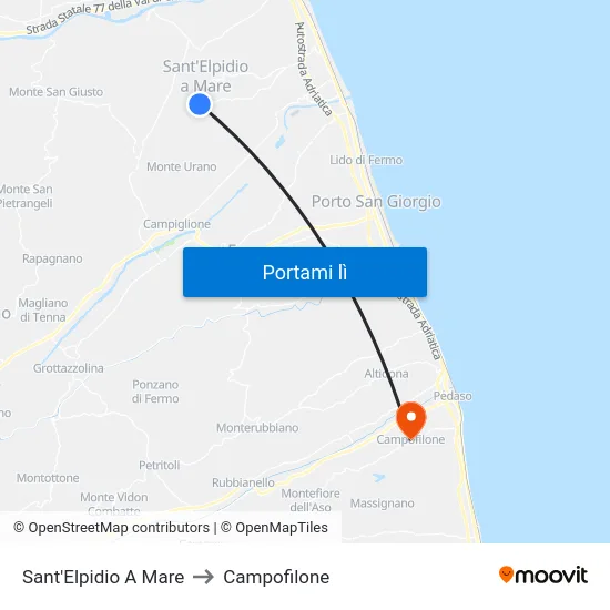 Sant'Elpidio A Mare to Campofilone map