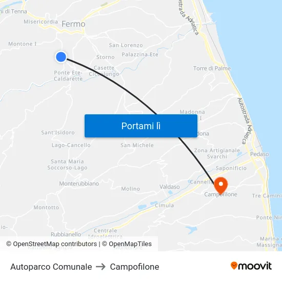 Autoparco Comunale to Campofilone map