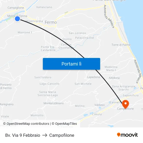 Bv. Via 9 Febbraio to Campofilone map