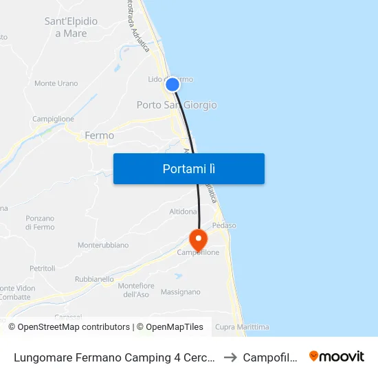 Lungomare Fermano Camping 4 Cerchi Dir. to Campofilone map