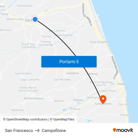 San Francesco to Campofilone map