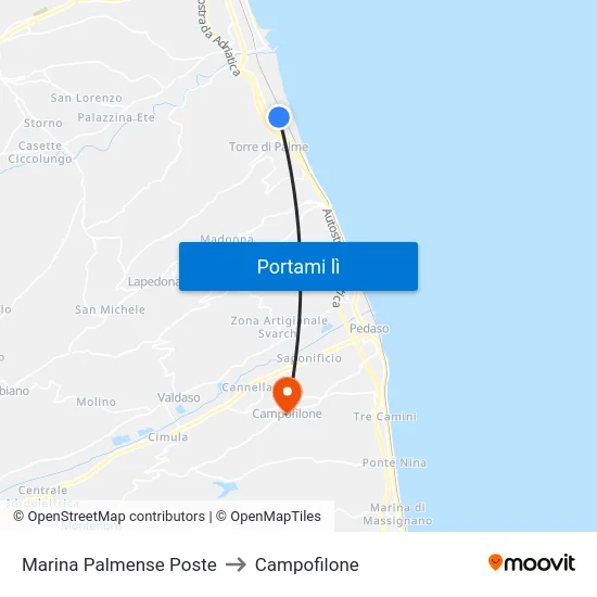 Marina Palmense Poste to Campofilone map