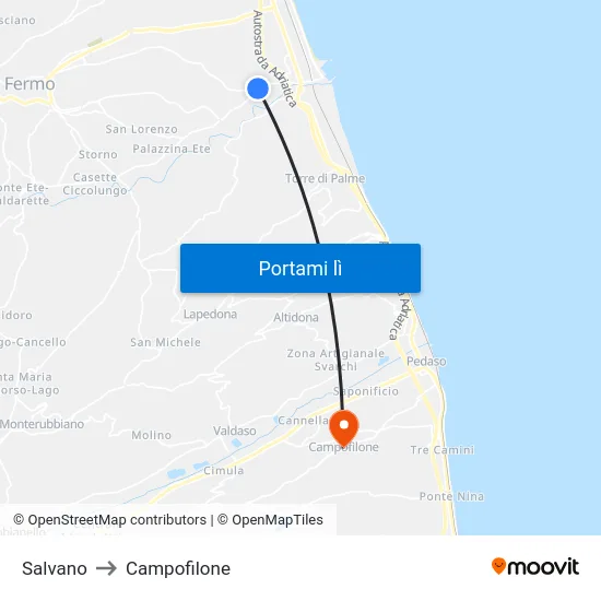 Salvano to Campofilone map