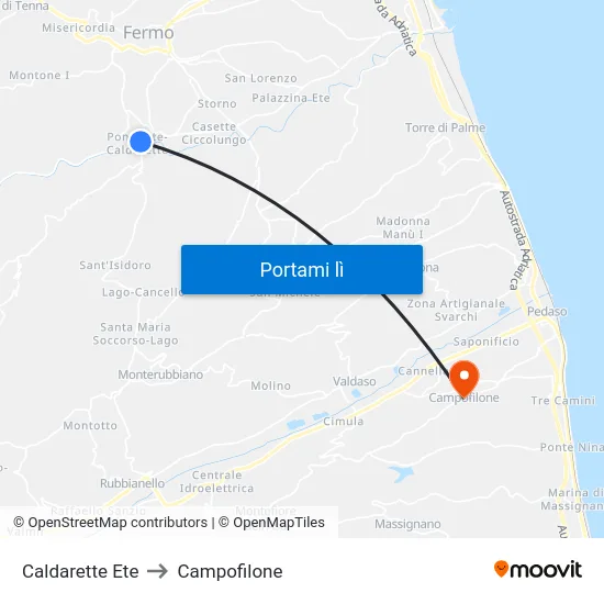 Caldarette Ete to Campofilone map