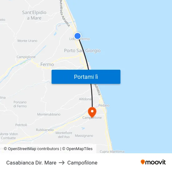 Casabianca Dir. Mare to Campofilone map