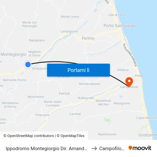Ippodromo Montegiorgio Dir. Amandola to Campofilone map