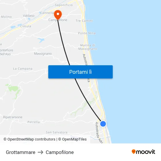 Grottammare to Campofilone map