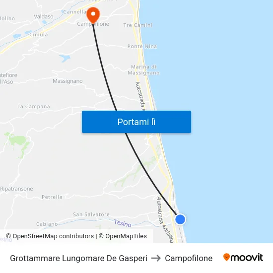 Grottammare Lungomare De Gasperi to Campofilone map