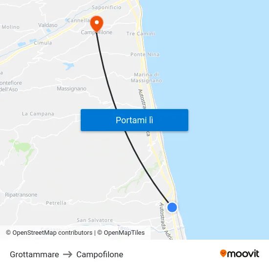 Grottammare to Campofilone map