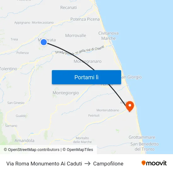 Via Roma Monumento Ai Caduti to Campofilone map