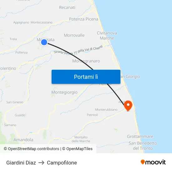 Giardini Diaz to Campofilone map