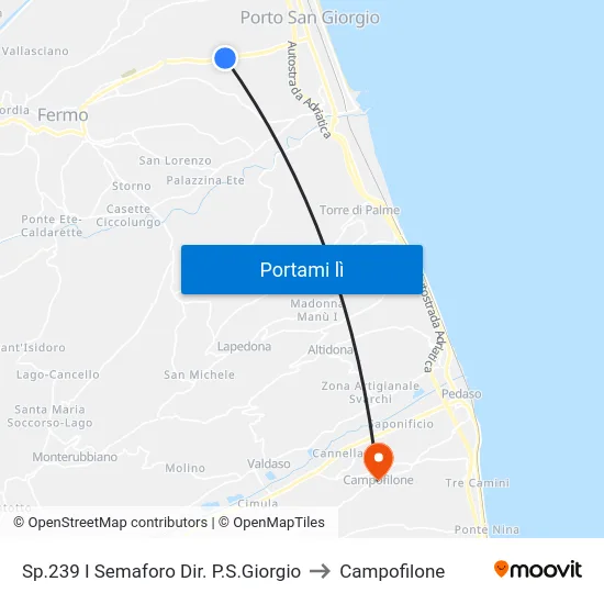 Sp.239 I Semaforo Dir. P.S.Giorgio to Campofilone map