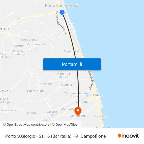 Porto S.Giorgio - Ss.16 (Bar Italia) to Campofilone map