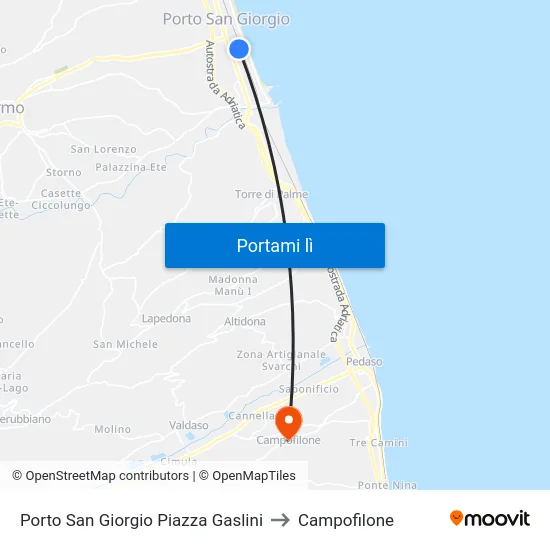 Porto San Giorgio Piazza Gaslini to Campofilone map