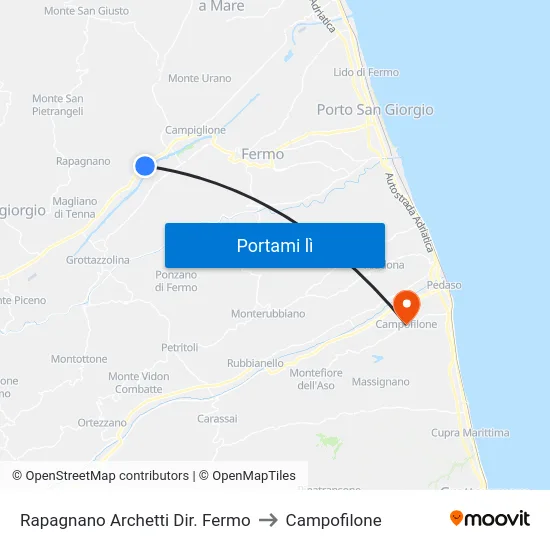 Rapagnano Archetti Dir. Fermo to Campofilone map