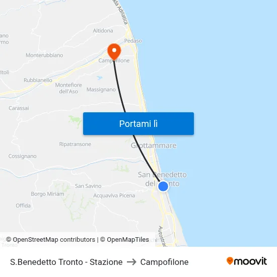 S.Benedetto Tronto - Stazione to Campofilone map