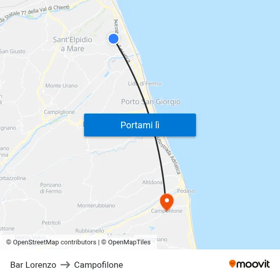 Bar Lorenzo to Campofilone map