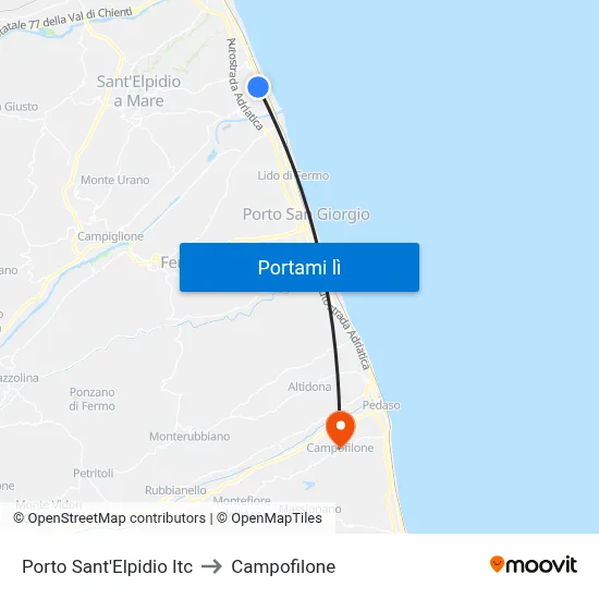 Porto Sant'Elpidio Itc to Campofilone map