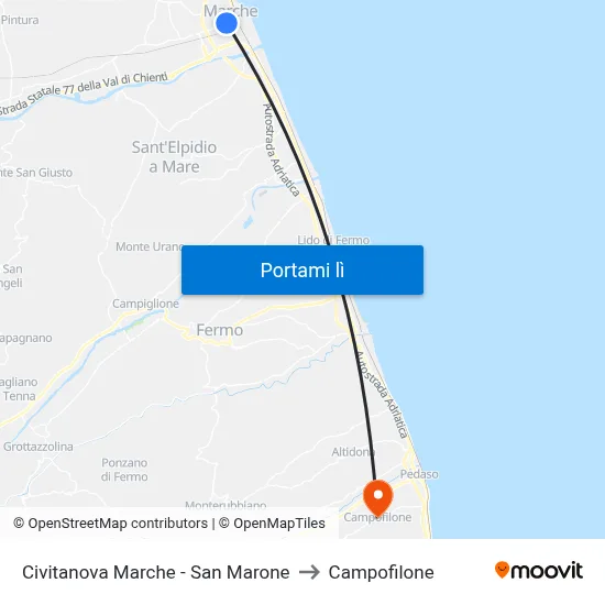 Civitanova Marche - San Marone to Campofilone map