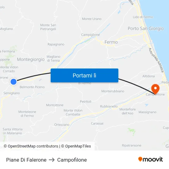 Piane Di Falerone to Campofilone map