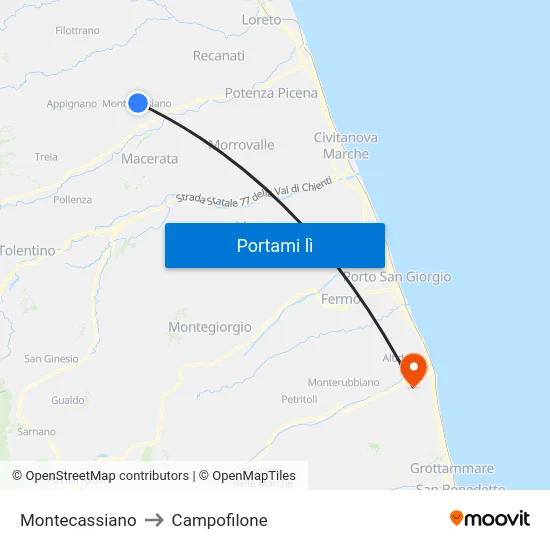 Montecassiano to Campofilone map