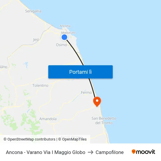 Ancona - Varano Via I Maggio Globo to Campofilone map