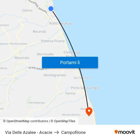 Via Delle Azalee - Acacie to Campofilone map