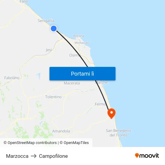 Marzocca to Campofilone map