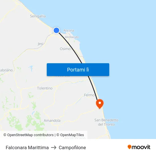 Falconara Marittima to Campofilone map