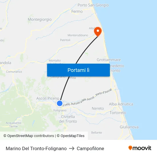 Marino Del Tronto-Folignano to Campofilone map