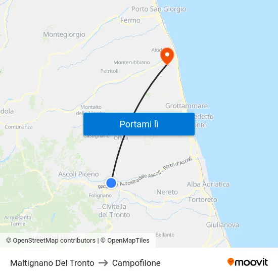Maltignano Del Tronto to Campofilone map